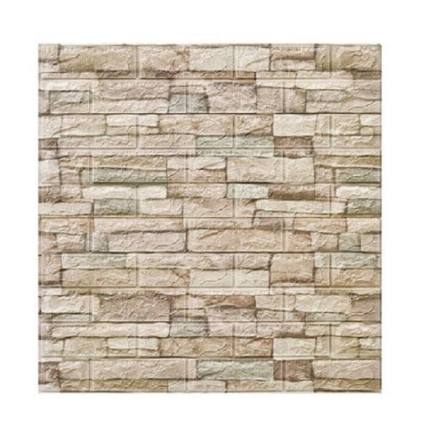 Import - Set 10 Placi Tapet 3D, Flippy, 70 x 77 cm, Grosime 3 mm, din Polietilena, Model Caramida, Suprafata acoperita 5.3 mp, Bej