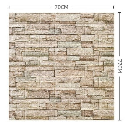 Import - Set 10 Placi Tapet 3D, Flippy, 70 x 77 cm, Grosime 3 mm, din Polietilena, Model Caramida, Suprafata acoperita 5.3 mp, Bej