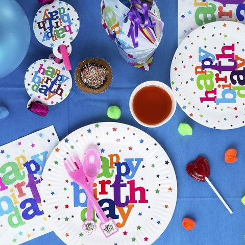 TeoMarket - Set 10 Servetele de Masa, Flippy, Colectia Happy Birthday, 32 x 32 cm, din Hartie, Multicolor