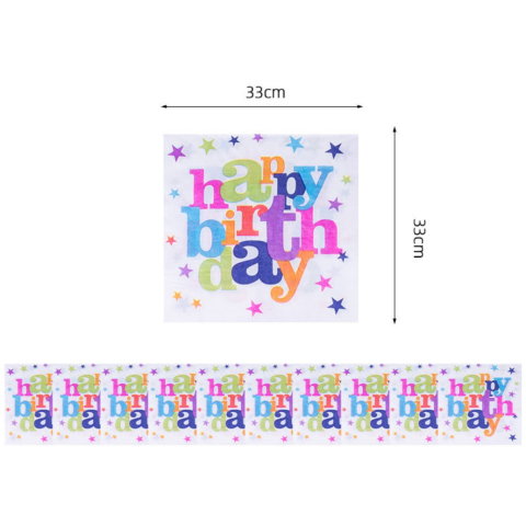 Import - Set 10 Servetele Happy Birthday, Flippy, pentru Petrecere, Tematica Aniversare, 33x33 cm, Multicolor