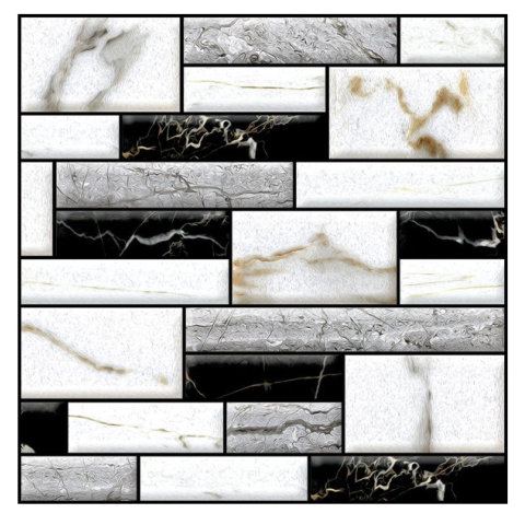 Import - Set 10 x Placi Tapet Autocolant 3D cu Imitatie de Marmura, pentru Perete Bucatarie Sufragerie, Usor de Curatat, Rezistent la Apa, Autoadeziv, 30x30 cm, Alb Negru