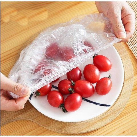 Import - Set 100 Folie de Protectie Elastica pentru Alimente si Boluri Flippy, material plastic, prospetime, diametrul 12 - 40 cm