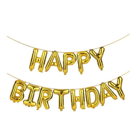 TeoMarket - Set 13 Baloane Folie, Flippy, Tip Ghirlanda, Model Happy Birthday, 40 cm, Auriu