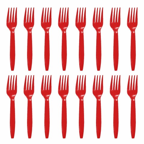 TeoMarket - Set 16 Furculite de Unica Folosinta, Flippy, din Plastic, 15 cm, Rosu