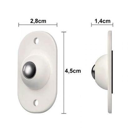 Diverse Casa - Set 16 Roti Autoadezive Universale, Flippy, pentru Mutat Mobila, Rotire 360 de Grade, Usor de Montat, ABS, 4.5x2.8x1.4 cm, Alb