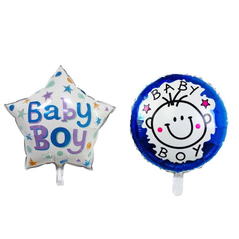 Best deals - Set 2 Baloane din Folie Metalizata, Flippy, Figurine Stea si Cerc, Tema Botez Baietel, 45 cm, Ambalaj Individual, Pai Inclus, Umflare cu Aer sau Heliu, Albastru