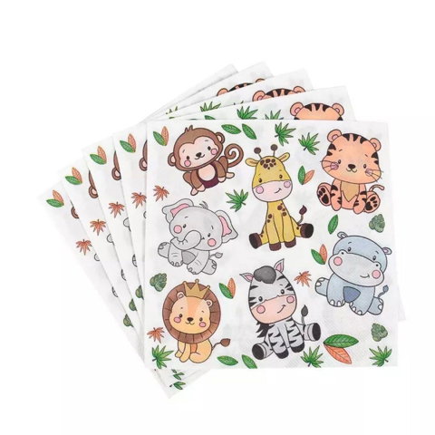 Best deals - Set 20 de Servetele de Masa, Flippy, Imprimeu Jungle, din Hartie, 16.5 x 16.5 cm, Multicolor