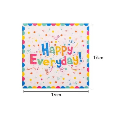 TeoMarket - Set 20 de Servetele de Masa, Flippy, Model Happy Everyday, 17 x 17 cm, Multicolor