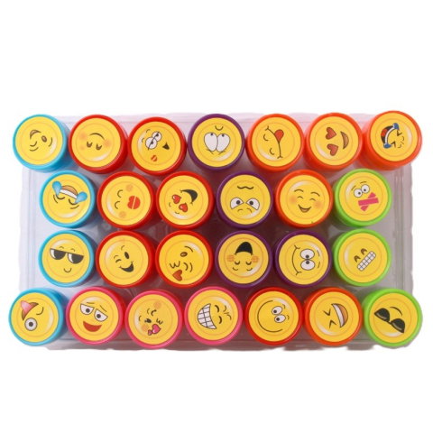 Best deals - Set 26 Stampile, Flippy, pentru Copii 4-6 Ani, Model Fete Zambitoare Emoji, 20 x 10 x 2 cm, Multicolor