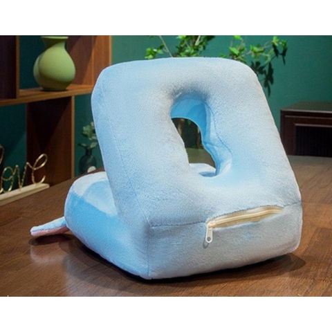 Perne Voiaj, Paturi si Textile - Set 2in1 Patura Microfibra si Perna din Spuma, Flippy, pentru Birou, Calatorii, Pauze, Model Elefant, Microfibra, 1x1.7 m, 30x35x30 cm, Albastru