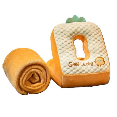 TeoMarket - Set 2in1 Patura Microfibra si Perna din Spuma, Flippy, pentru Birou, Calatorii, Pauze, Model Paine, Microfibra, 1x1.7 m, 30x35x30 cm, Maro