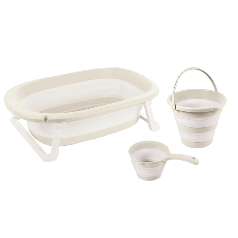 Articole baie - Set 3 in 1 cu cadita pliabila - Bej