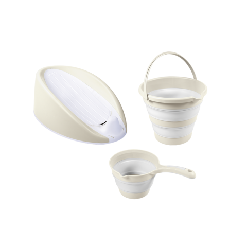 Articole baie - Set 3 in 1 cu suport anatomic pentru cadita - Bej