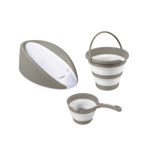 Articole baie - Set 3 in 1 cu suport anatomic pentru cadita - Gri