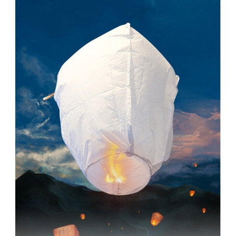 TeoMarket - Set 3 Lampioane Zburatoare, Flippy, Hartie Biodegradabila, 82 x 45 x 31 cm, Alb