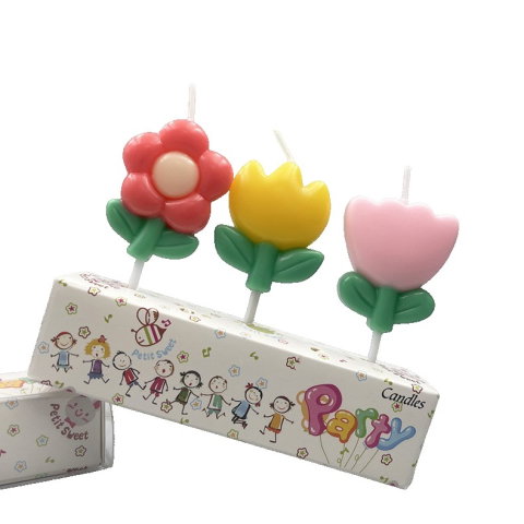 TeoMarket - Set 3 Lumanari, Flippy, Tema Flori, Model 3, din Parafina, Multicolor