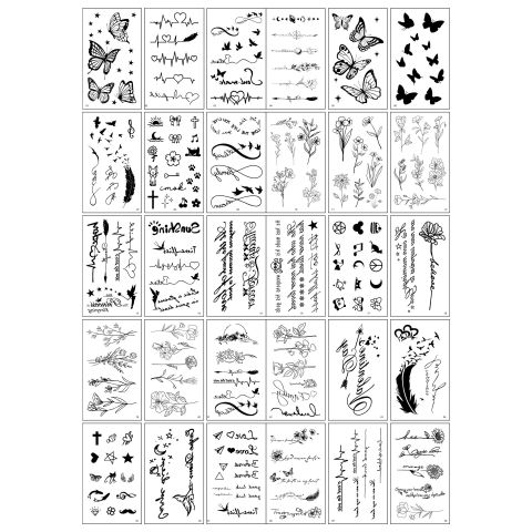 Costume si Deghizare - Set 30 Tatuaje Temporare, Flippy, pe Baza de Apa, Model 5, Negru