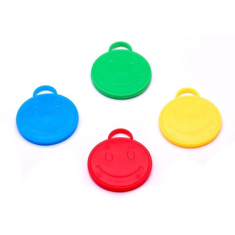 Petrecere - Set 4 Greutati pentru Baloanele cu Heliu, Flippy, 32 grame, 8 grame Fiecare, Plastic, Forma Smiley Face, Multicolor