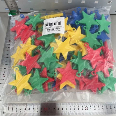 Petrecere - Set 4 Greutati pentru Baloanele cu Heliu, Flippy, 32 grame, 8 grame Fiecare, Plastic, Forma Stelute, Multicolor