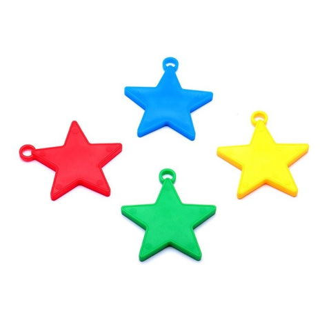 Petrecere - Set 4 Greutati pentru Baloanele cu Heliu, Flippy, 32 grame, 8 grame Fiecare, Plastic, Forma Stelute, Multicolor