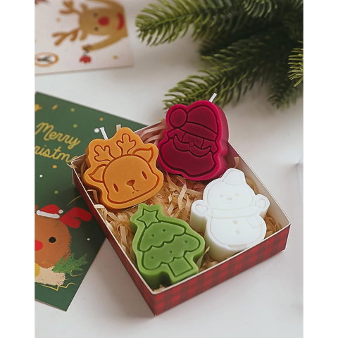 Best deals - Set 4 Lumanari Parfumate, Flippy, Model Craciun, din Parafina, 10.2 x 9.1 x 2.7 cm, Multicolor