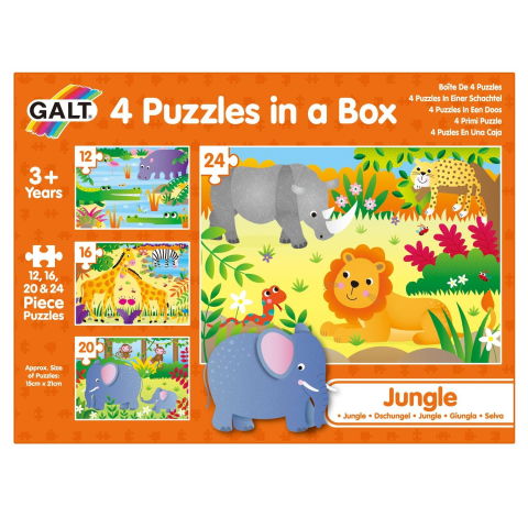 Puzzle-uri clasice - Set 4 puzzle-uri Jungla (12, 16, 20, 24 piese)