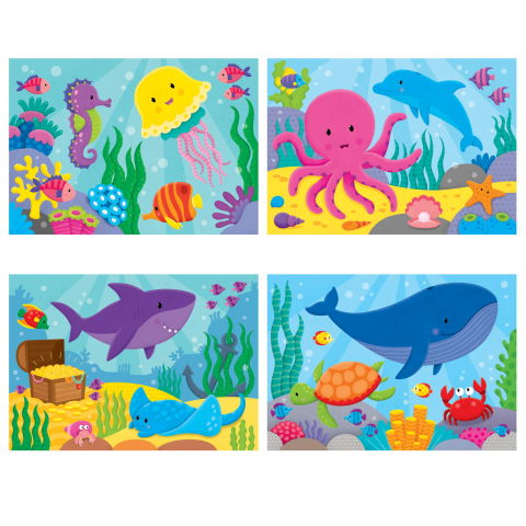 Puzzle-uri clasice - Set 4 puzzle-uri - Oceanul vesel (2,3,4,5 piese)