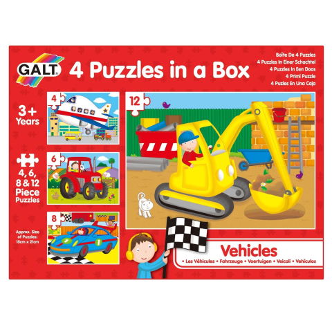 Puzzle-uri clasice - Set 4 puzzle-uri Vehicule (4, 6, 8, 12 piese)