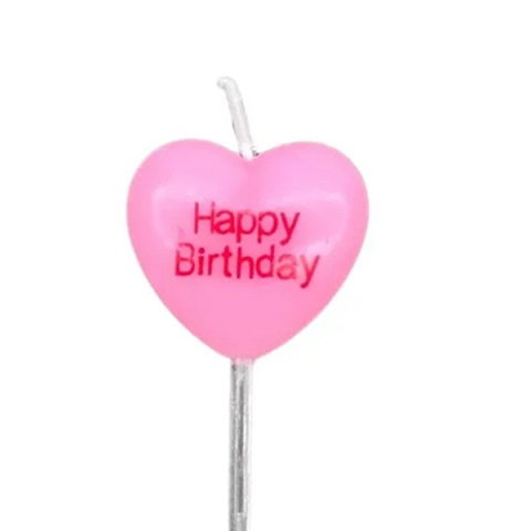 Best deals - Set 5 Lumanari de Tort, Flippy, Model Inima, Text Happy Birthday, 2.5 x 2.5 cm, din Ceara, Multicolor