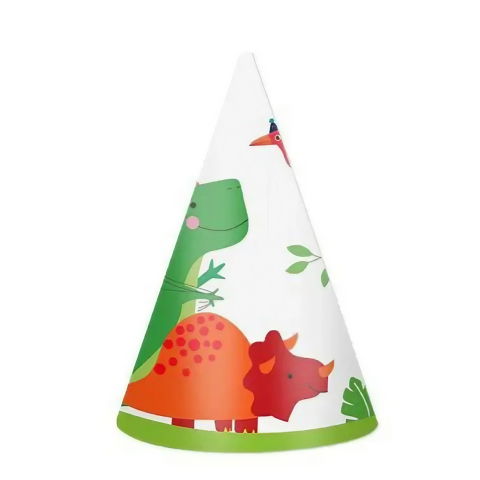 Accesorii Petrecere - Set 6 Coifuri cu Dinozauri, Flippy, Accesorii pentru Petrecere, Tematica Aniversare, 19x15 cm, Multicolor
