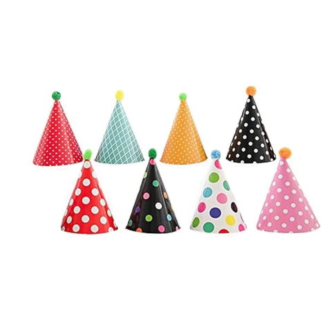 Accesorii Petrecere - Set 6 Coifuri, Flippy, Petrecere Copii, din Carton, 24 x 13.5 cm, Model cu Buline si Dungi, Multicolor