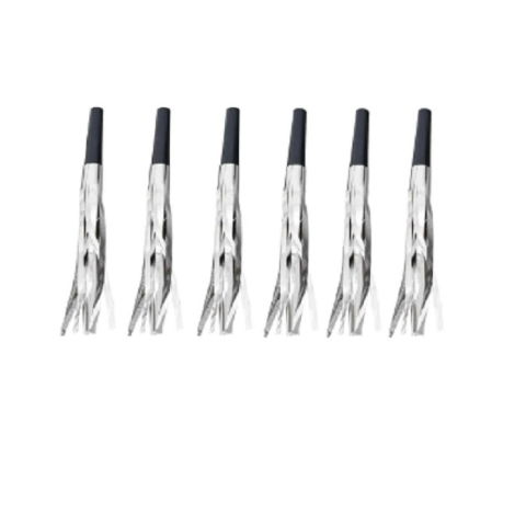 Accesorii Petrecere - Set 6 Fluiere Party cu Franjuri, Flippy, din Plastic, Argintiu
