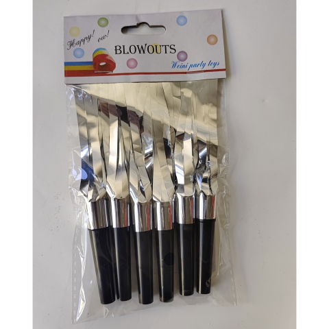 Accesorii Petrecere - Set 6 Fluiere Party cu Franjuri, Flippy, din Plastic, Argintiu