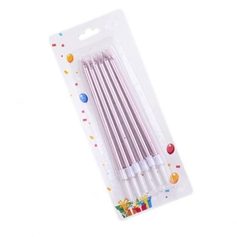 Best deals - Set 6 Lumanari de Tort, Flippy, din Parafina, 11 x 0.4 cm, Lucioase, Roz Auriu