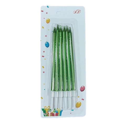 Best deals - Set 6 Lumanari de Tort, Flippy, din Parafina, 11 x 0.4 cm, Lucioase, Verde