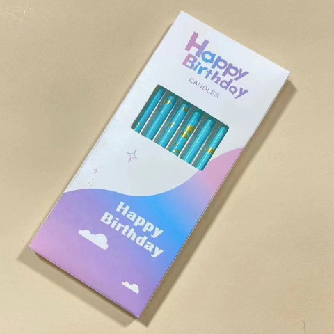 Best deals - Set 6 Lumanari Lungi, Flippy, din Parafina, 10 x 0.5 cm, Happy Birthday, Albastru