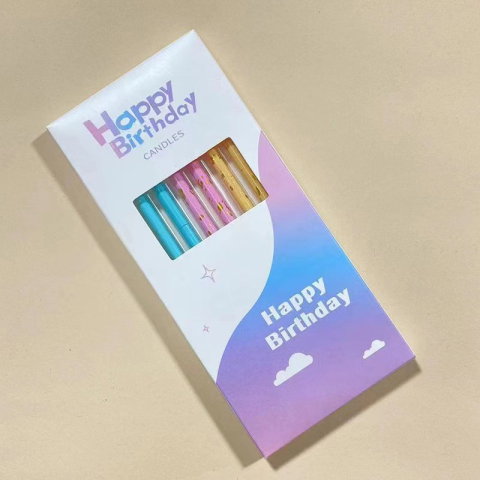Best deals - Set 6 Lumanari Lungi, Flippy, din Parafina, 10 x 0.5 cm, Happy Birthday, Multicolor