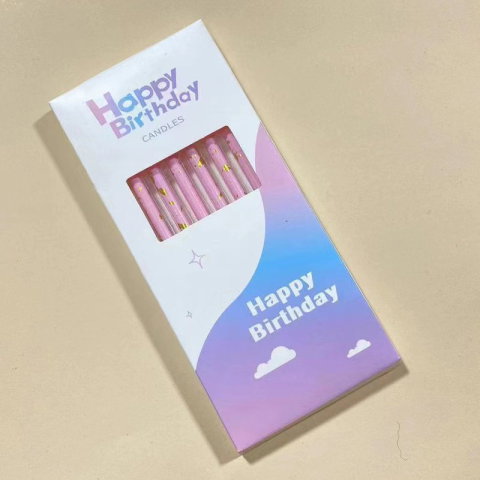 Best deals - Set 6 Lumanari Lungi, Flippy, din Parafina, 10 x 0.5 cm, Happy Birthday, Roz