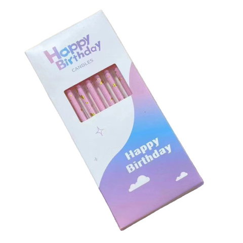 Best deals - Set 6 Lumanari Lungi, Flippy, din Parafina, 10 x 0.5 cm, Happy Birthday, Roz