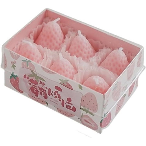 Best deals - Set 6 Lumanari Parfumate, Flippy, Model Capsunici, Ardere 30 min, 78g, 6.3 x 9.3 x 3.8 cm, Roz