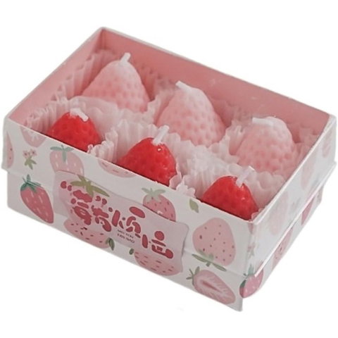 Best deals - Set 6 Lumanari Parfumate, Flippy, Model Capsunici, Ardere 30 min, 78g, 6.3 x 9.3 x 3.8 cm, Roz/Rosu