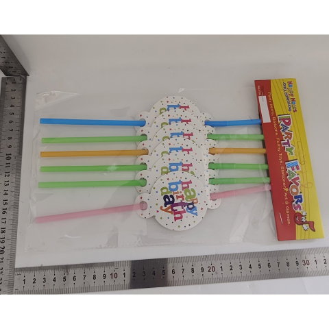 TeoMarket - Set 6 Paie, Flippy, Colectia Happy Birthday, 26 cm, din Carton/Plastic, Multicolor