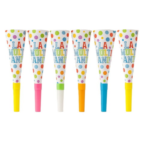 Import - Set 6 Suflatori, Flippy, Colectia LA MULTI ANI, 20 cm, din Carton, Multicolor