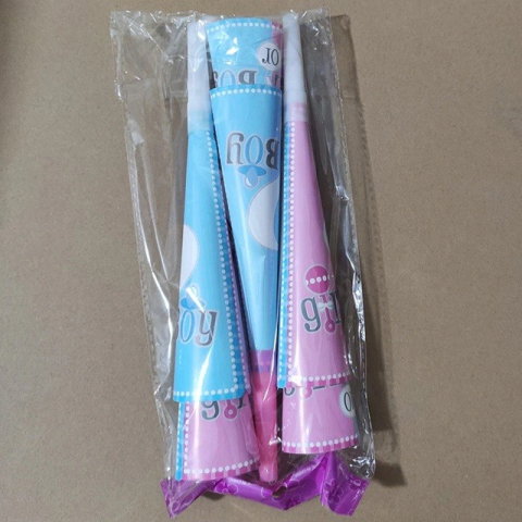 Best deals - Set 6 Suflatori Gender Reveal, Flippy, Girl or Boy, din Carton, 20 x 5 cm, Roz/Albastru