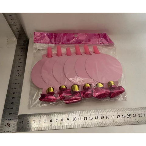 Accesorii Petrecere - Set 6 Suflatori Happy Birthday, Flippy, pentru Petrecere, Roz