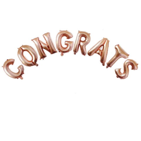 Seturi Baloane Folie - Set 8 Baloane din Folie Metalizata, Flippy, Model Scris Congrats, Litere de 40 cm, Tema Absolvire, Baloane Party, Ambalaj Individual, Pai Inclus, Umflare cu Aer sau Heliu, Roz