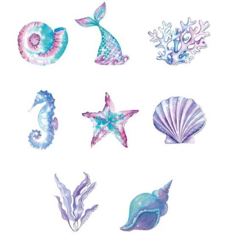 Import - Set 8 Decoratiuni pentru Petrecere Sirena, Flippy, Colectia Mermaid, Panglici Incluse, Multicolor