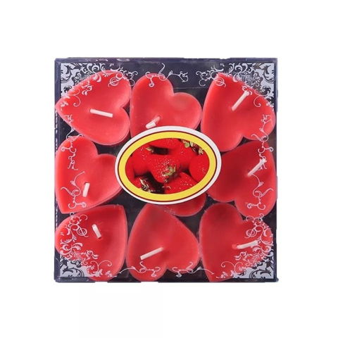 Pentru casa - Set 9 Lumanari in Forma de Inima, Flippy, pentru Ziua Indragostitilor, Aroma de Capsuni, Ardere 3.5 h, din Parafina, 4 x 2 cm, Rosu