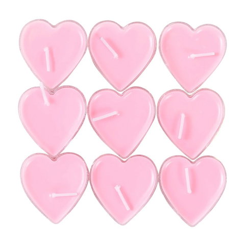 TeoMarket - Set 9 Lumanari in Forma de Inima, Flippy, pentru Ziua Indragostitilor, Aroma de Trandafiri, Ardere 3.5 h, din Parafina, 4 x 2 cm, Roz