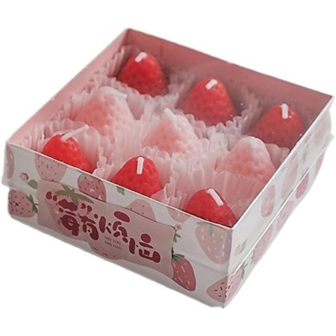 Best deals - Set 9 Lumanari Parfumate, Flippy, Model Capsunici, Ardere 30 min, 117g, 9.3 x 9.3 x 3.8 cm, Roz/Rosu